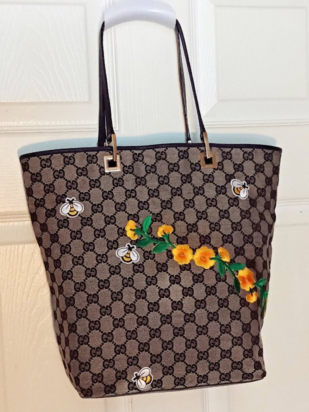 Custom - Gucci Tote - Bee and Floral Embellished